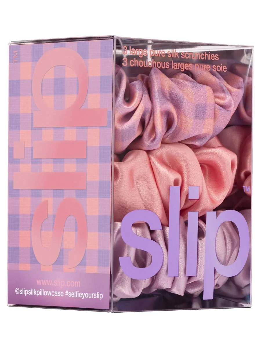 Набор из 3 больших резинок для волос из чистого шелка Slip, цвет belleflower — изображение 3 из 10
