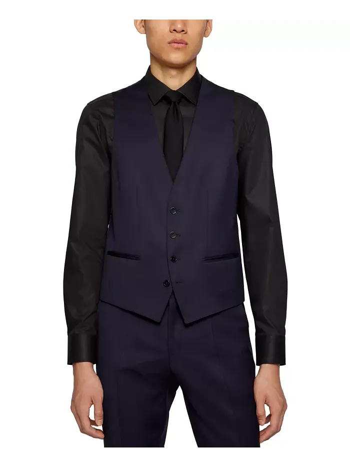 BOSS by Мужской жилет из вирджинской шерсти серж, приталенный Hugo Boss