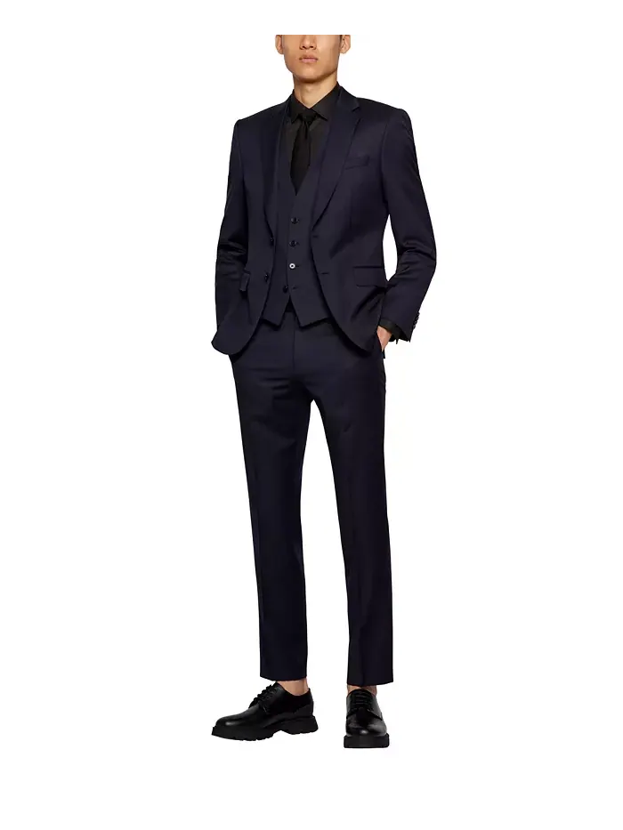 BOSS by Мужской жилет из вирджинской шерсти серж, приталенный Hugo Boss — изображение 4 из 4, синий