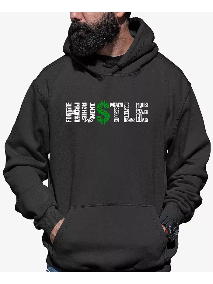 Мужская худи Word Art Hustle с капюшоном LA Pop Art — серый