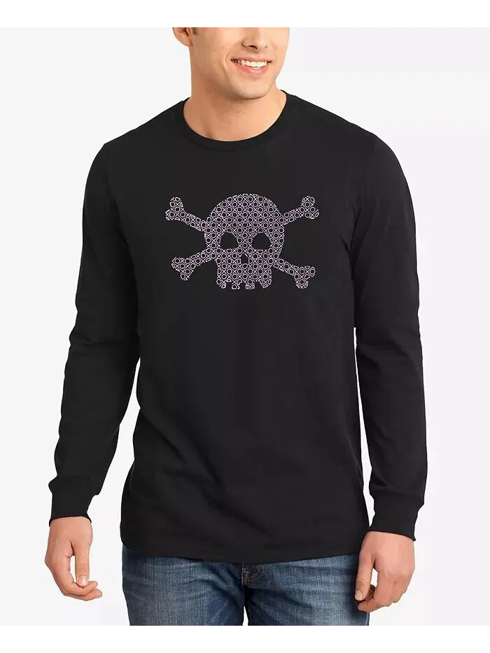 Мужская футболка с длинным рукавом Word Art Xoxo Skull LA Pop Art — черный