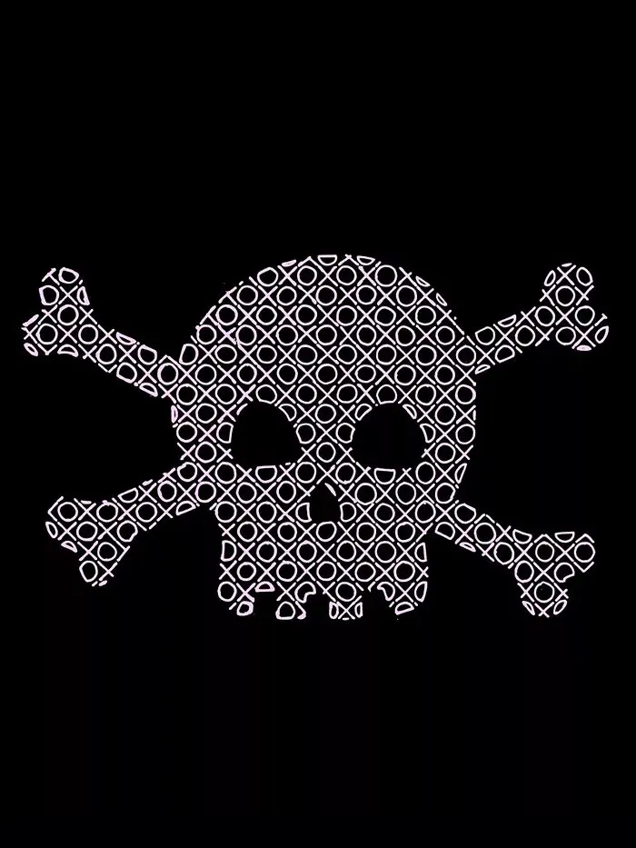 Мужская футболка с длинным рукавом Word Art Xoxo Skull LA Pop Art — изображение 3 из 3, черный