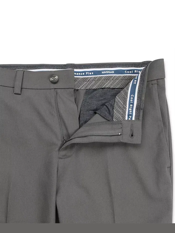 Классические брюки Cool Right Performance Flex Straight Fit с плоской передней частью Haggar — изображение 5 из 9, серый