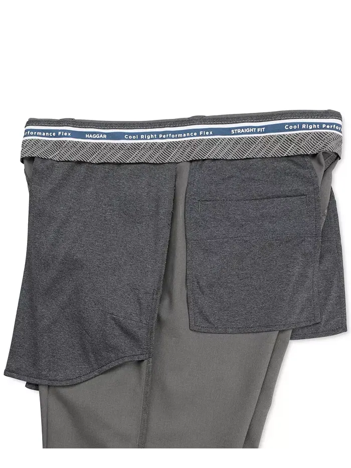 Классические брюки Cool Right Performance Flex Straight Fit с плоской передней частью Haggar — изображение 6 из 9, серый