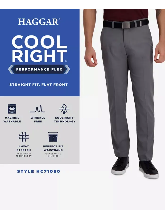 Классические брюки Cool Right Performance Flex Straight Fit с плоской передней частью Haggar — изображение 5 из 7