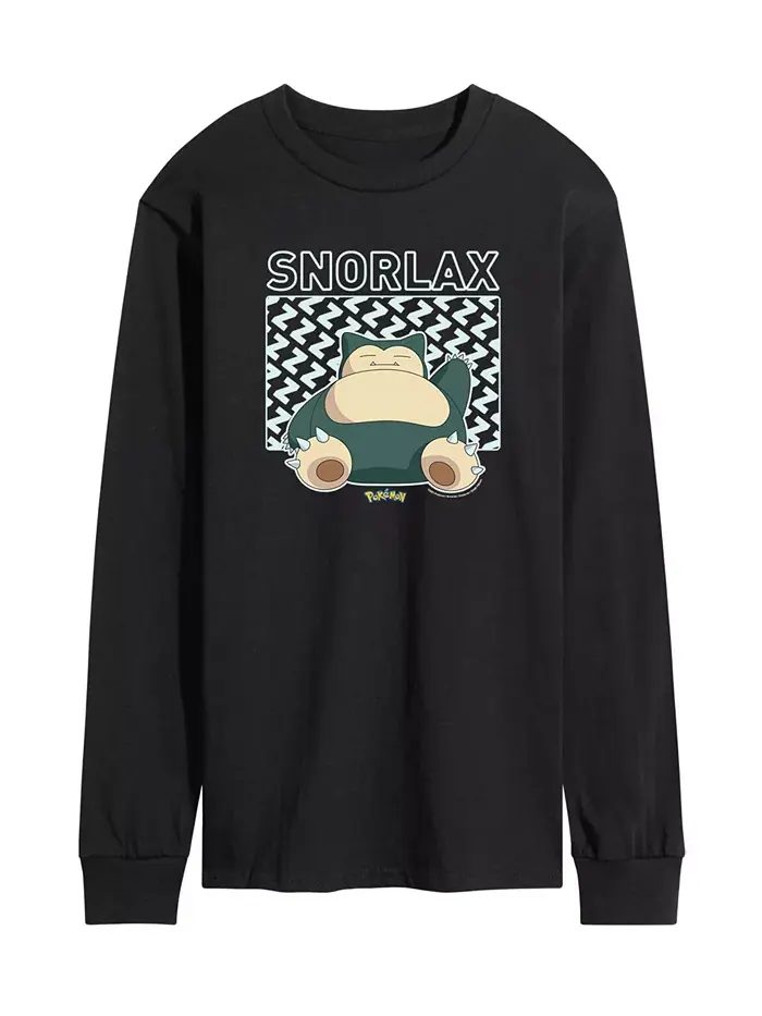 Мужская футболка с длинным рукавом Pokemon Snorlax AIRWAVES — черный