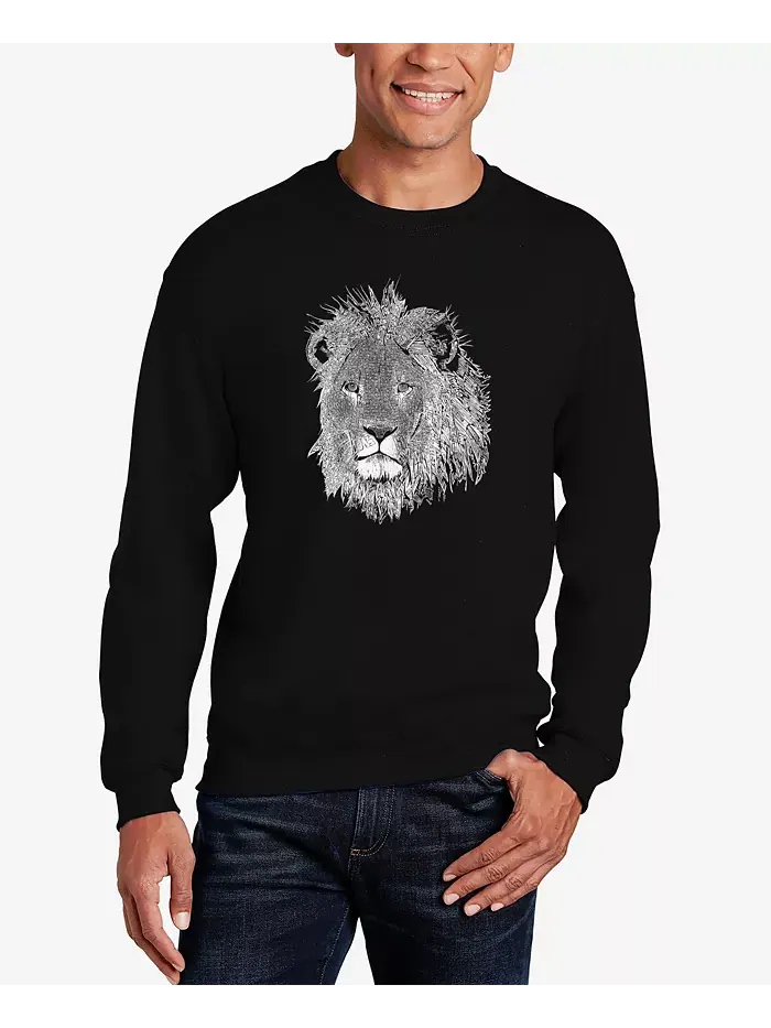 Мужской свитшот с принтом Word Art Lion LA Pop Art — черный