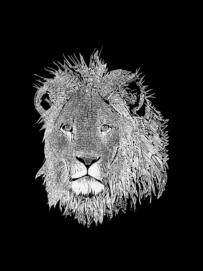 Мужской свитшот с принтом Word Art Lion LA Pop Art — изображение 3 из 3, черный