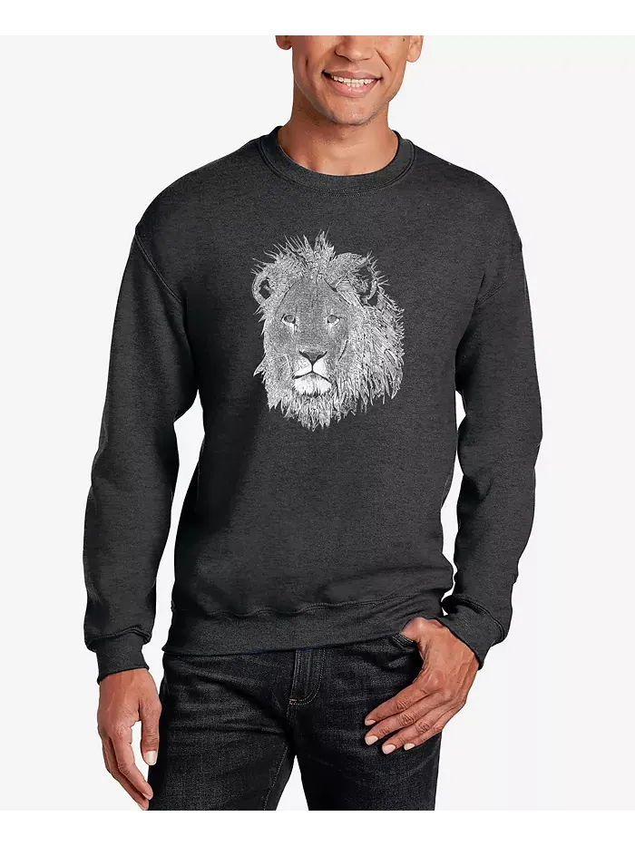 Мужской свитшот с принтом Word Art Lion LA Pop Art — изображение 1 из 2, темный серый