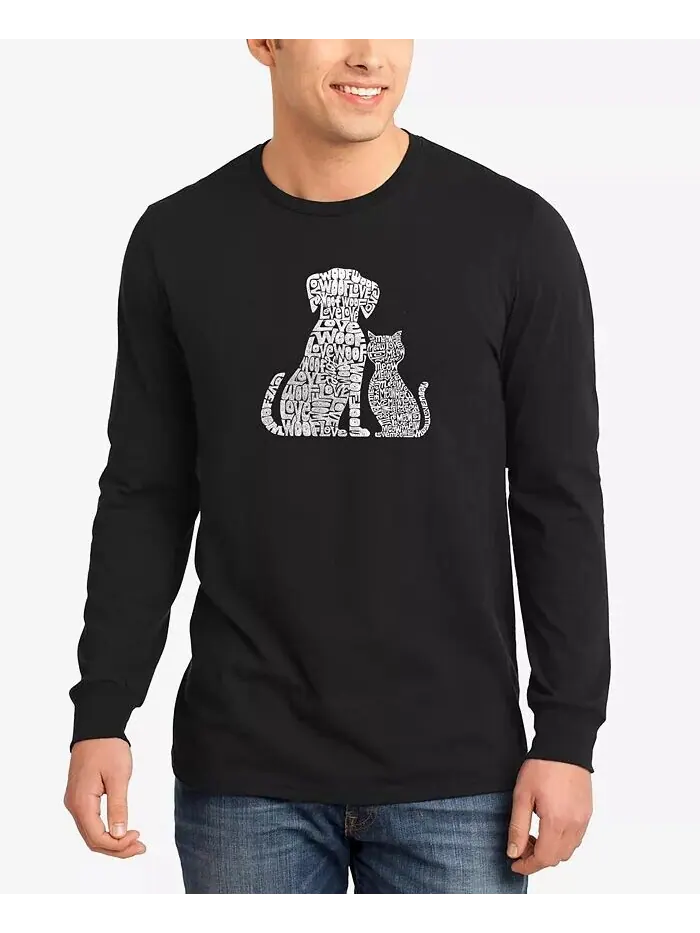 Футболка мужская с длинным рукавом Word Art Dogs and Cats LA Pop Art — черный