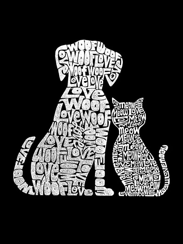 Футболка мужская с длинным рукавом Word Art Dogs and Cats LA Pop Art — изображение 3 из 3, черный