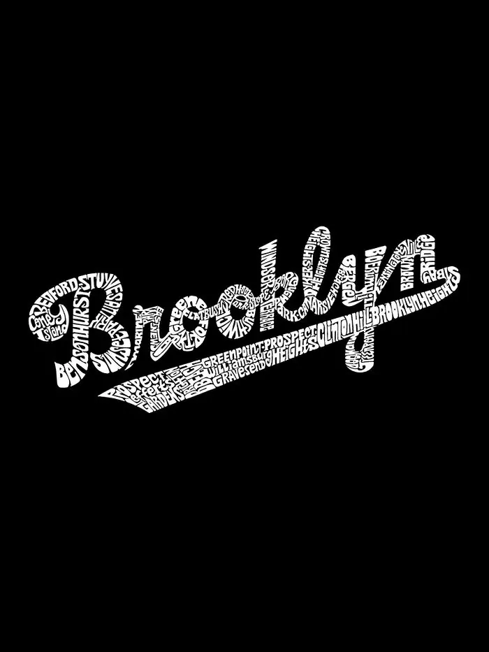 Мужская футболка Word Art Brooklyn Neighborhoods LA Pop Art — изображение 3 из 3, черный