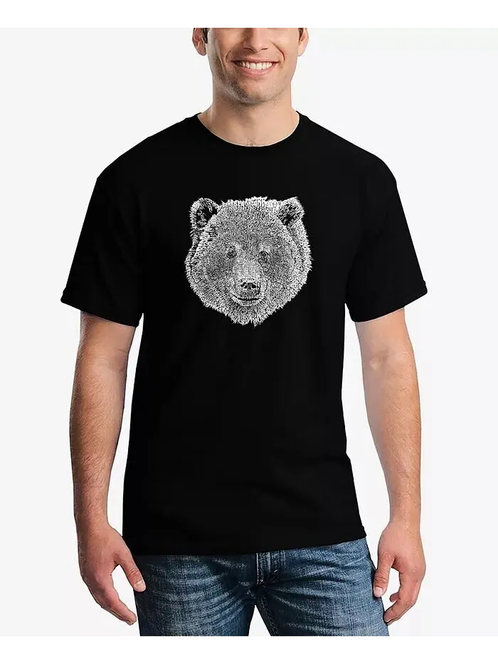 Мужская футболка Word Art Bear Face LA Pop Art — черный