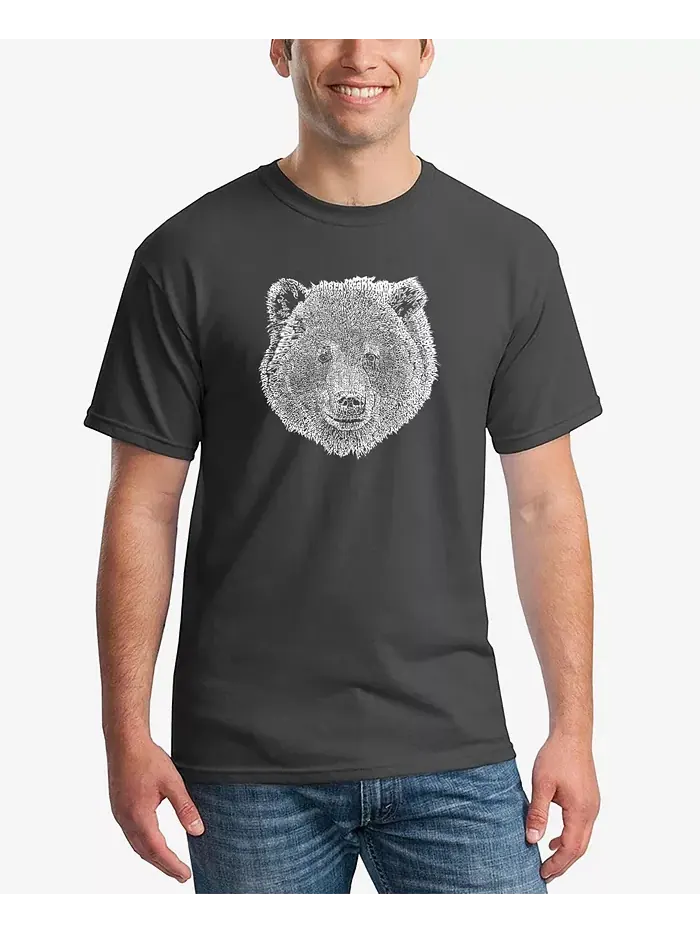 Мужская футболка Word Art Bear Face LA Pop Art — изображение 1 из 2, темный серый