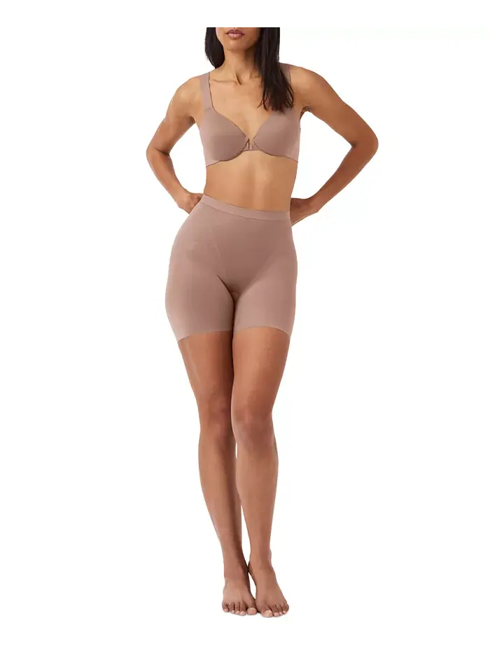 Женские шорты Thinstincts 2.0 с высокой талией до середины бедра SPANX — изображение 4 из 6, коричневый
