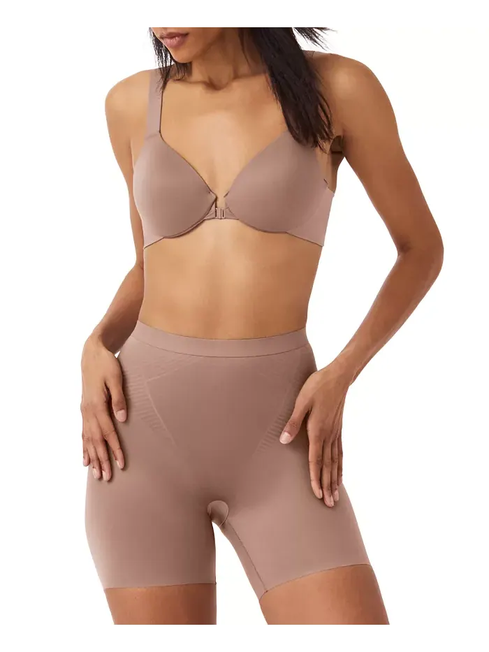 Женские шорты Thinstincts 2.0 с высокой талией до середины бедра SPANX — изображение 5 из 6, коричневый