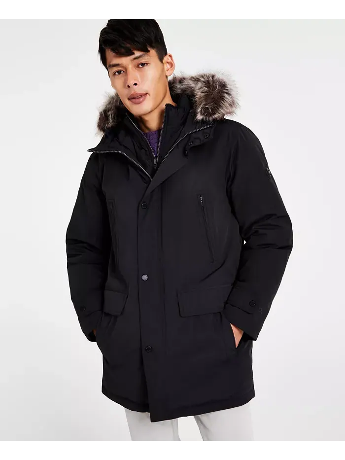 Парка с капюшоном и нагрудником Michael Kors Men's Hooded Bib Snorkel Parka — изображение 1 из 6, черный