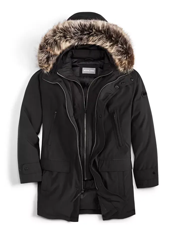 Парка с капюшоном и нагрудником Michael Kors Men's Hooded Bib Snorkel Parka — изображение 5 из 6, черный