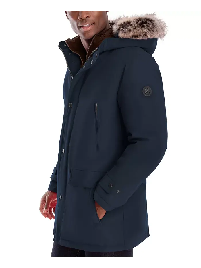 Парка с капюшоном и нагрудником Michael Kors Men's Hooded Bib Snorkel Parka — изображение 2 из 3, темно-синий