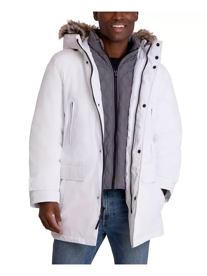 Парка с капюшоном и нагрудником Michael Kors Men's Hooded Bib Snorkel Parka — изображение 1 из 6, белый