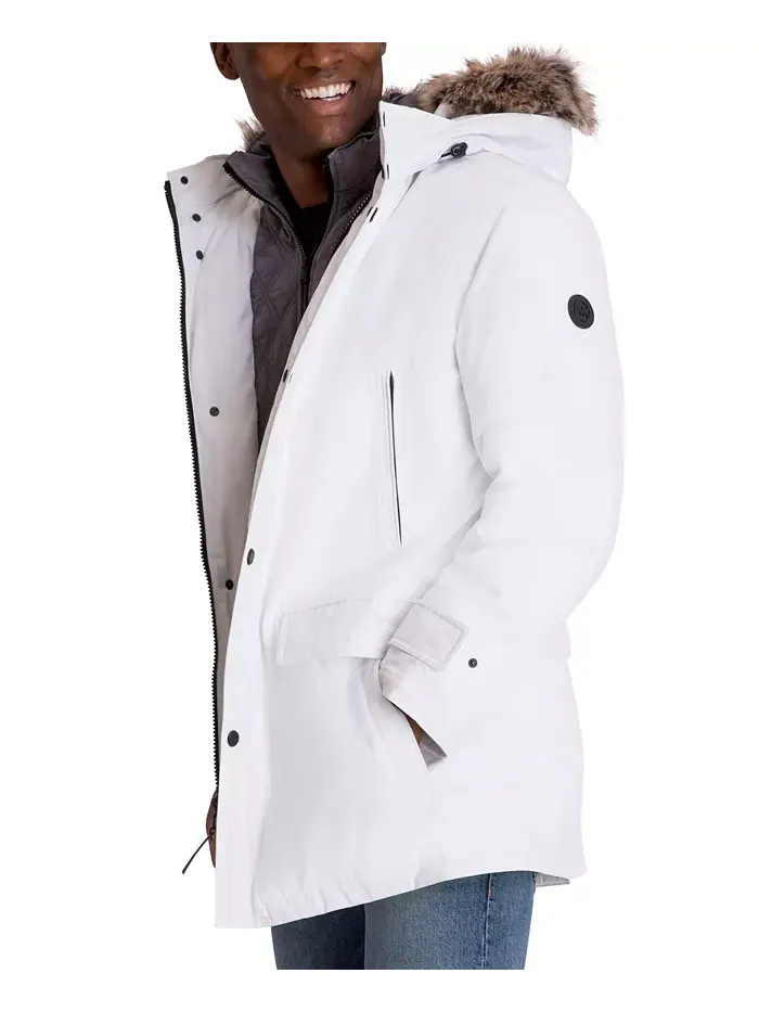 Парка с капюшоном и нагрудником Michael Kors Men's Hooded Bib Snorkel Parka — изображение 3 из 6, белый