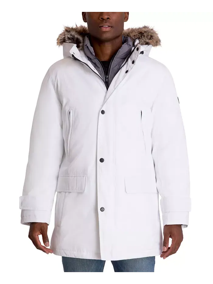 Парка с капюшоном и нагрудником Michael Kors Men's Hooded Bib Snorkel Parka — изображение 4 из 6, белый
