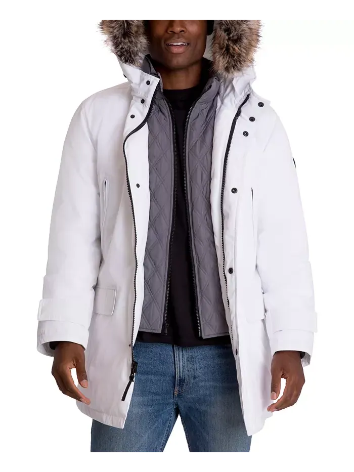Парка с капюшоном и нагрудником Michael Kors Men's Hooded Bib Snorkel Parka — изображение 5 из 6, белый
