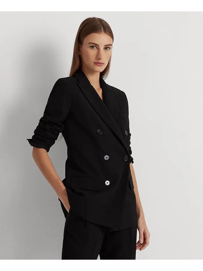 Женский двубортный шерстяной креповый пиджак Lauren Ralph Lauren