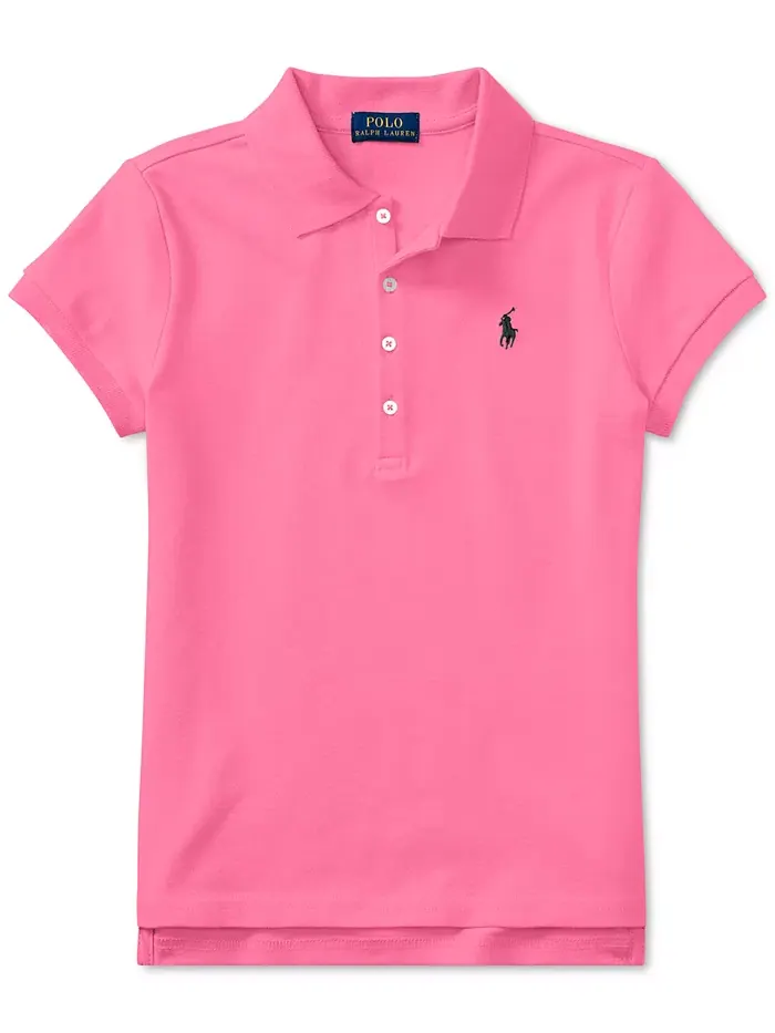 Детская и девичья короткорукавная поло из стрейч-хлопковой сетки Polo Ralph Lauren