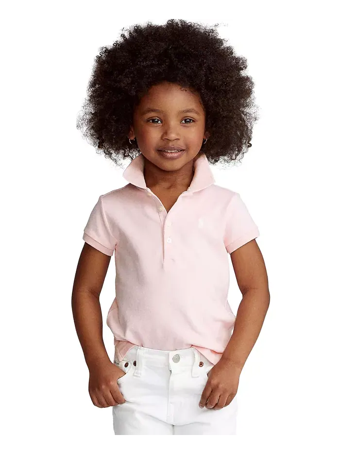 Детская и девичья короткорукавная поло из стрейч-хлопковой сетки Polo Ralph Lauren