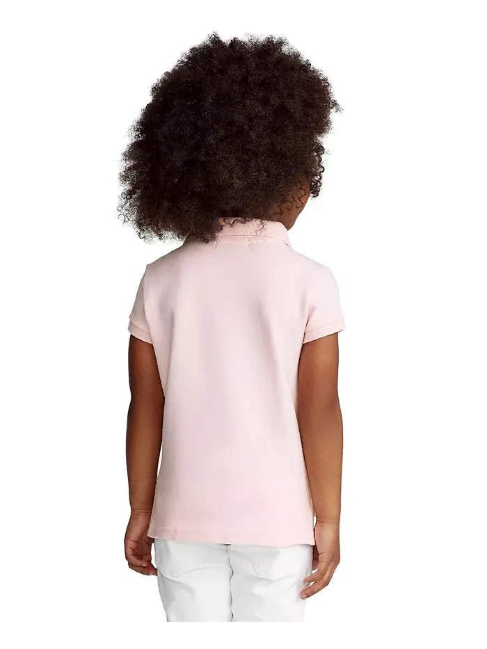 Детская и девичья короткорукавная поло из стрейч-хлопковой сетки Polo Ralph Lauren — 2