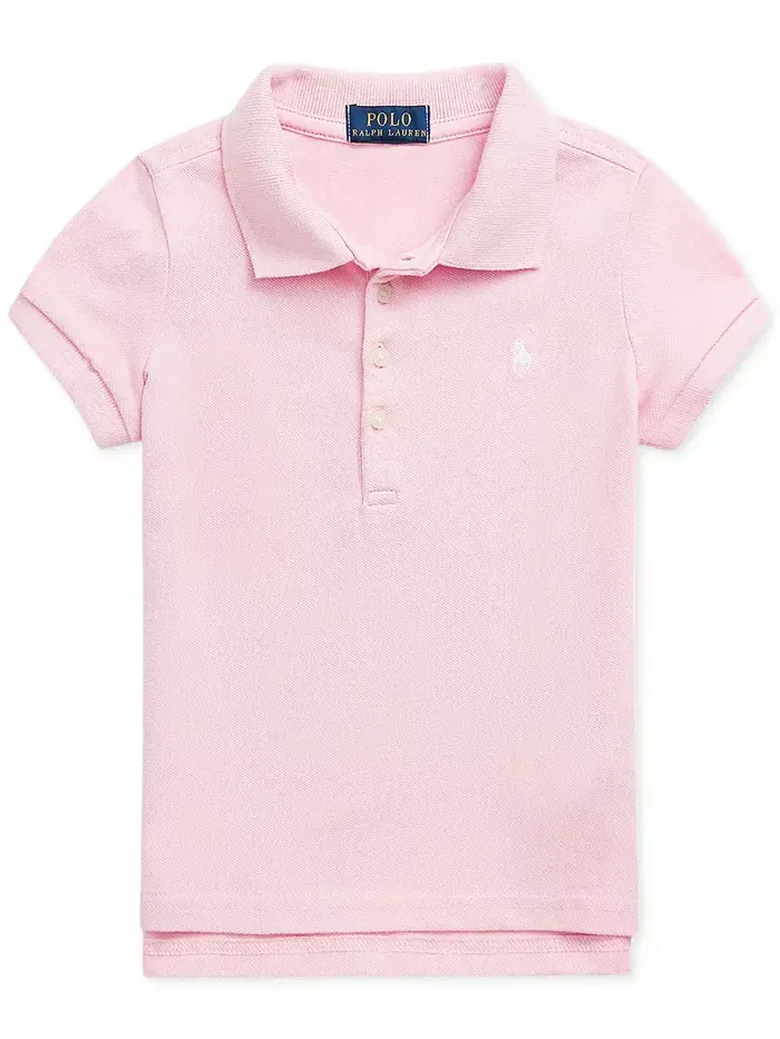 Детская и девичья короткорукавная поло из стрейч-хлопковой сетки Polo Ralph Lauren — 5
