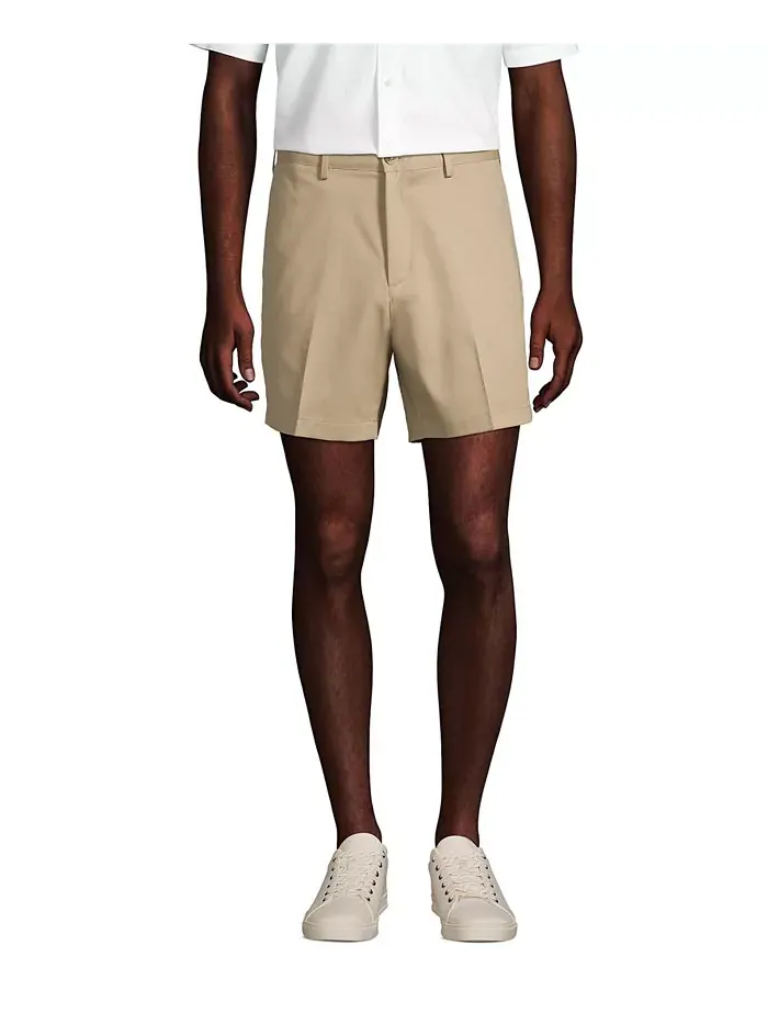 Мужские немнущиеся шорты-чинос Comfort Waist Plain Front длиной 6" Lands' End — зеленый