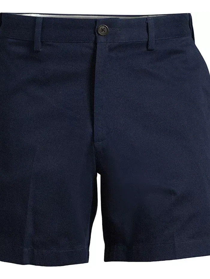 Мужские немнущиеся шорты-чинос Comfort Waist Plain Front длиной 6" Lands' End — изображение 3 из 3, темно-синий