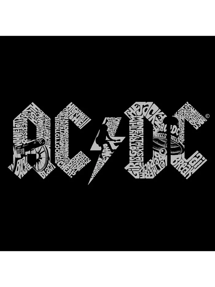 Мужская футболка AC/DC Word Art LA Pop Art — изображение 2 из 2, черный