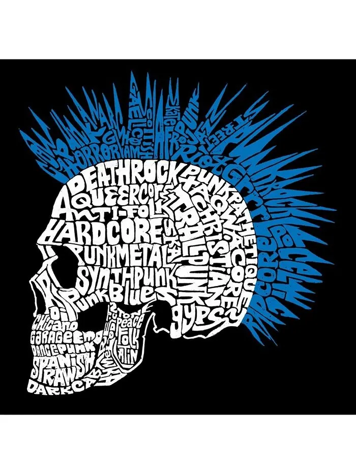 Мужская футболка с надписью Word Art — ирокез в стиле панк LA Pop Art — изображение 4 из 4, черный