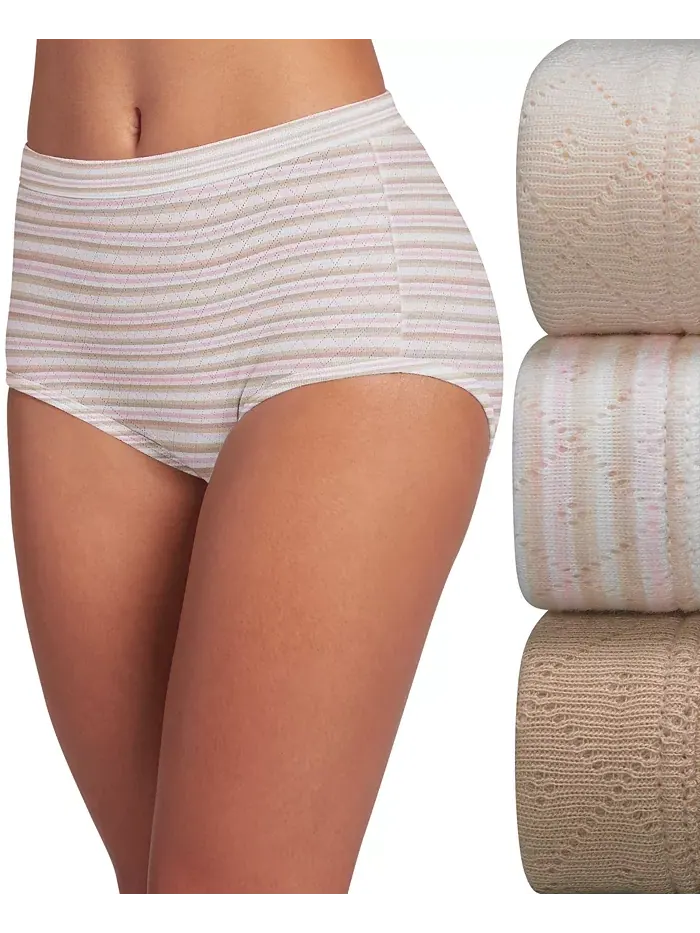 Эластичные трусы Elance Breathe Brief 3 Pack 1542, расширенные размеры Jockey — бежевый