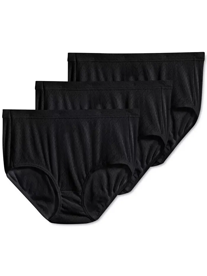 Комплект из 3 трусиков Elance Breathe Brief 1542, увеличенные размеры Jockey — изображение 1 из 5, черный/черный/черный