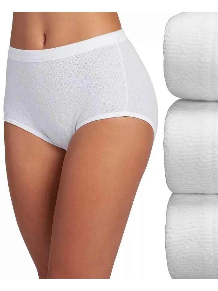 Комплект из 3 трусиков Elance Breathe Brief 1542, увеличенные размеры Jockey — изображение 1 из 3, белый/белый/белый