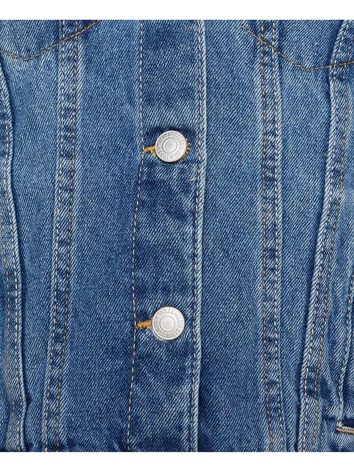 Стильная джинсовая куртка-косуха с воротником для девочек Levi's — изображение 6 из 8, синий