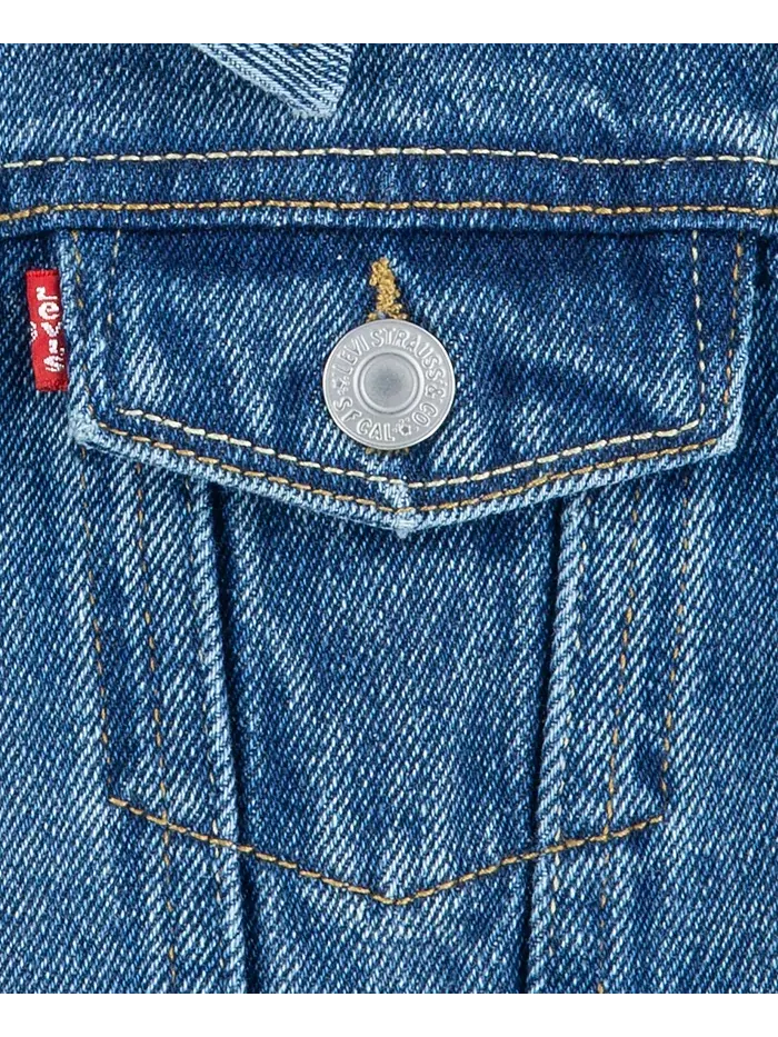 Стильная джинсовая куртка-косуха с воротником для девочек Levi's — изображение 8 из 8, синий