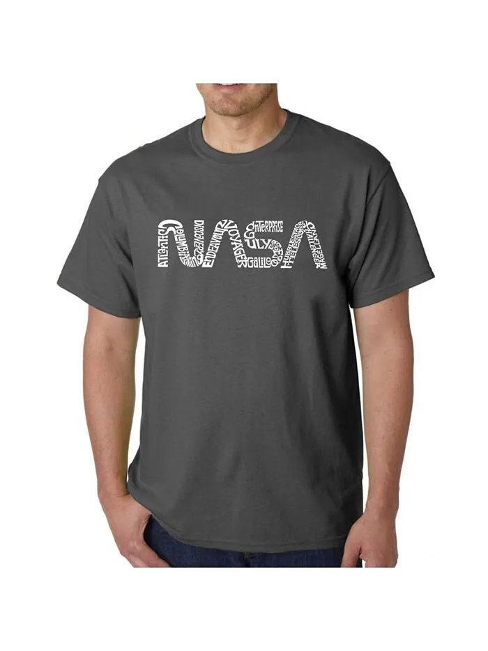 Мужская футболка с рисунком Word Art — Worm Nasa LA Pop Art — изображение 3 из 3, черный