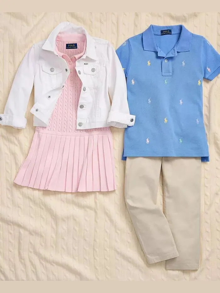 Брюки прямого кроя из твила для малышей и мальчиков Polo Ralph Lauren — изображение 5 из 5, песочный