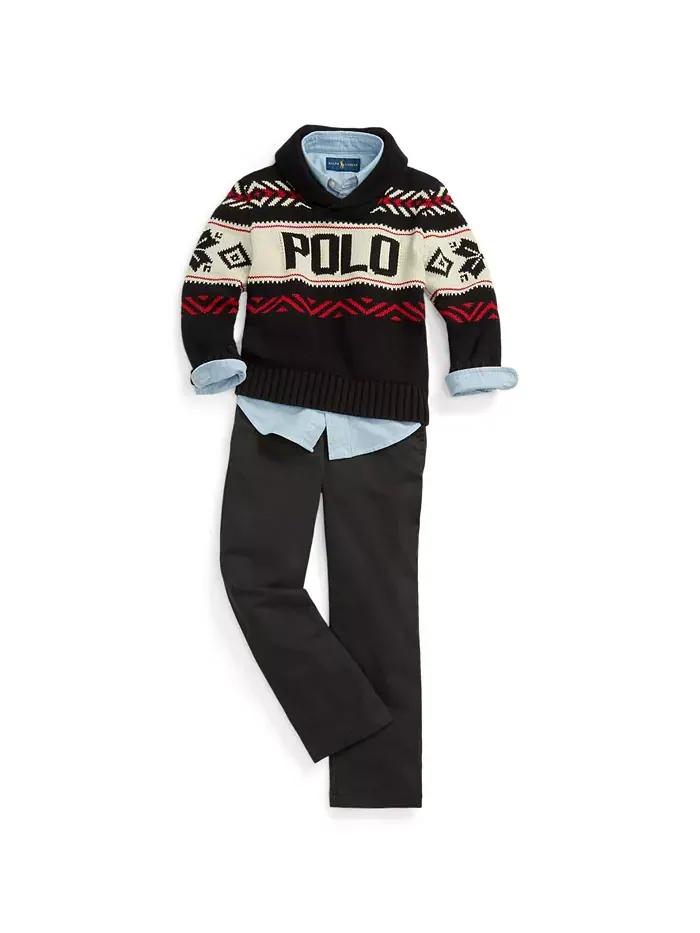Брюки прямого кроя из твила для малышей и мальчиков Polo Ralph Lauren — изображение 4 из 6, черный