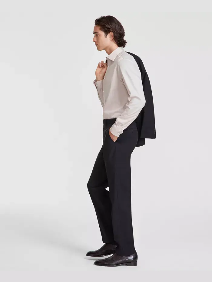Мужские классические брюки Slim-Fit из шерстяной ткани с добавлением эластана Calvin Klein — изображение 2 из 7, черный