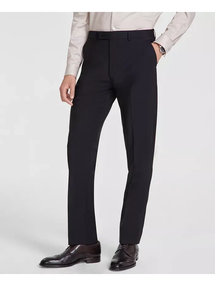 Мужские классические брюки Slim-Fit из шерстяной ткани с добавлением эластана Calvin Klein — изображение 3 из 7, черный