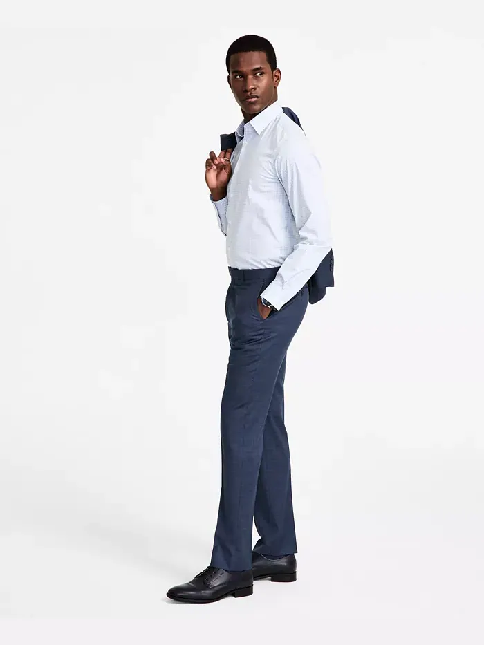 Мужские классические брюки Slim-Fit из шерстяной ткани с добавлением эластана Calvin Klein — изображение 2 из 7, синий
