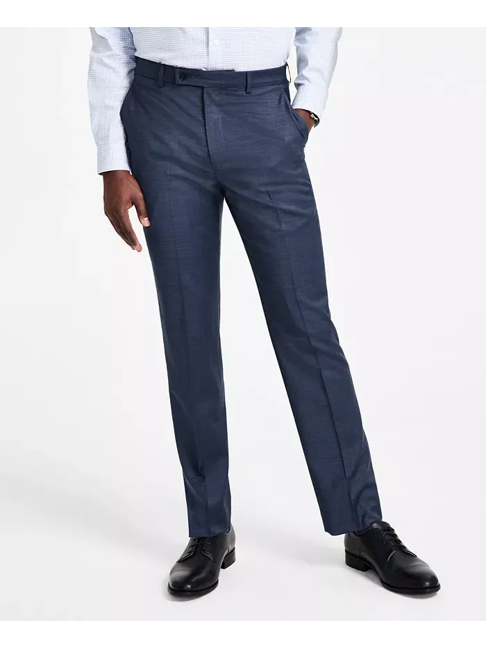 Мужские классические брюки Slim-Fit из шерстяной ткани с добавлением эластана Calvin Klein — изображение 3 из 7, синий