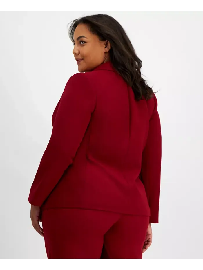 Женский блейзер с длинным рукавом и одной пуговицей Plus Size Tahari ASL — изображение 2 из 2, малина