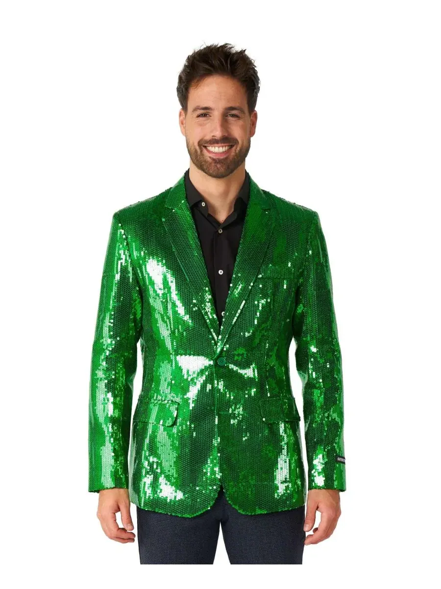 Мужской блестящий праздничный блейзер - Sequins USA Suitmeister — изображение 1 из 2, зеленый